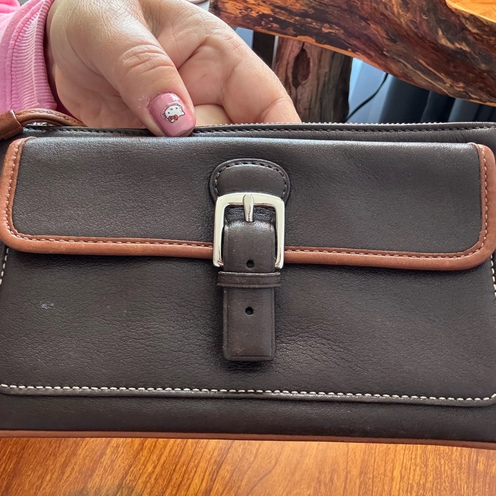 Coach leather vintage brown wristlet